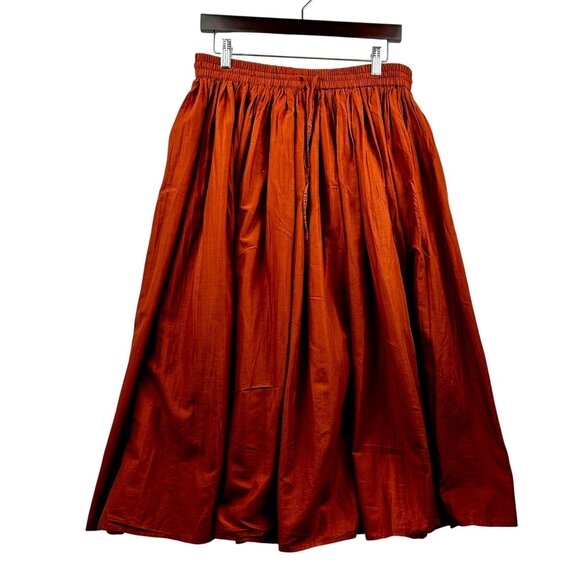 Her Style Boutique Rust Cotton Maxi Skirt Full Sweep Boho Skirt Festival Vibes O - Picture 2 of 5